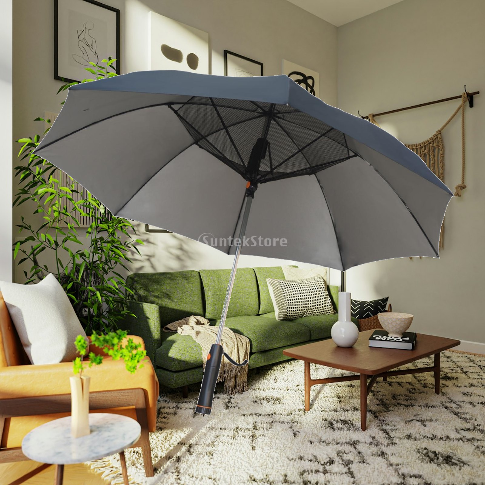 Outdoor Sports Umbrella - Guarda-chuva com Ventilador Integrado, Guarda-chuva Compacto